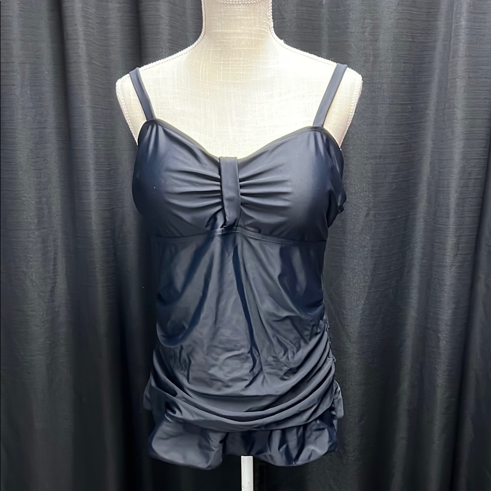 Elegant Black Ruched Tankini Top